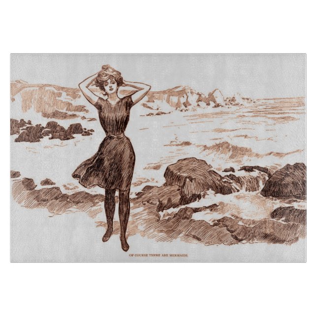 Mermaid Beach Gibson Girl Victorian Antique Cutting Board (Front)