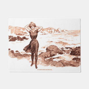 Mermaid Beach Gibson Girl Victorian Antique Doormat