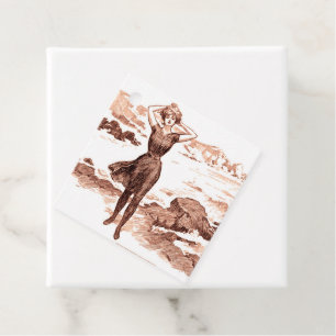 Mermaid Beach Gibson Girl Victorian Antique Favour Tags