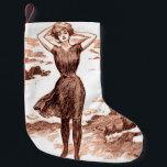 Mermaid Beach Gibson Girl Victorian Antique Small Christmas Stocking<br><div class="desc">Gibson Girl - classic art illustration - Girl on a beach,  Charles Dana Gibson,  1902. In-image caption: "Of course there are mermaids."</div>