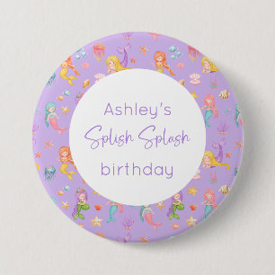 Mermaid Birthday 3 Inch Round Button