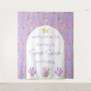 Mermaid Birthday Backdrop Tapestry