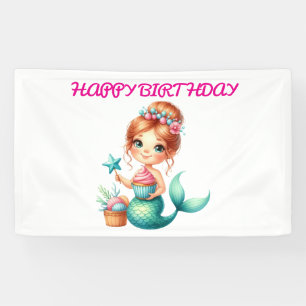 Mermaid Birthday Banner Cute Ocean Party Deco