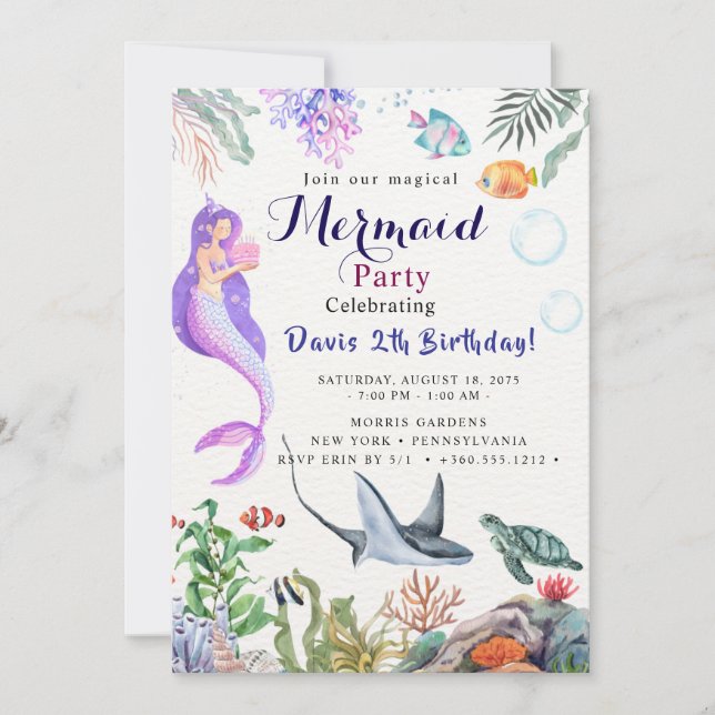 Mermaid Birthday Bash Invitation (Front)