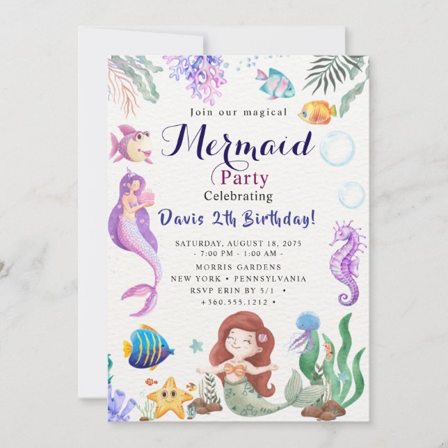 Mermaid Birthday Bash Invitation (Front)