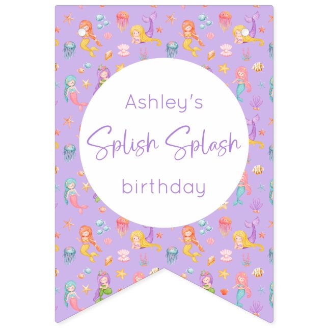 Mermaid Birthday Bunting Flags (First Flag)