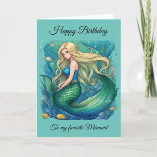 Mermaid Birthday card by Babe Monet Art