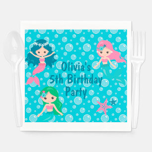Mermaid Birthday Custom Ocean Party Napkin