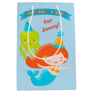 Mermaid Birthday Fishes Personalized Medium Gift Bag