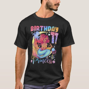 Mermaid Birthday Girl 11 Years Old 11Th Birthday P T-Shirt