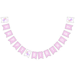 Mermaid Birthday Girl 1st Party Pastel Pink Bunting Flags