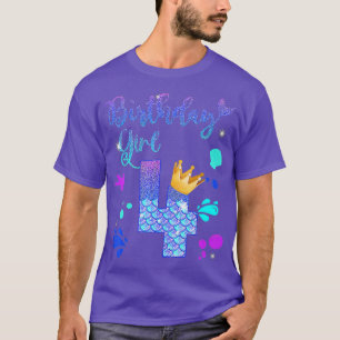 Mermaid Birthday Girl 4 Year Old Its My 4th Bday M T-Shirt