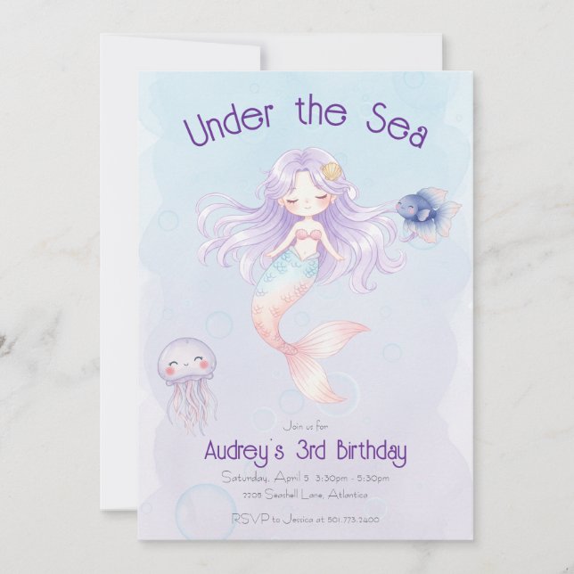 Mermaid Birthday Invitation (Devant)