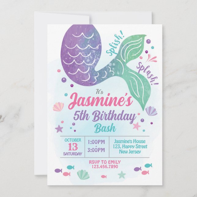 Mermaid Birthday Invitation (Front)