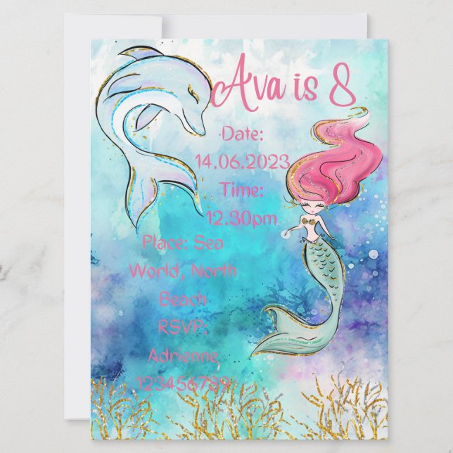 Mermaid Birthday Invitation (Front)