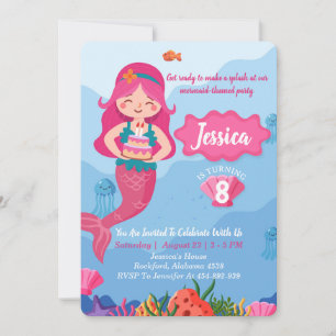 Mermaid Birthday Invitation, Editable Invitation