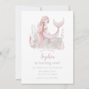 Mermaid Birthday Invitation in Pink