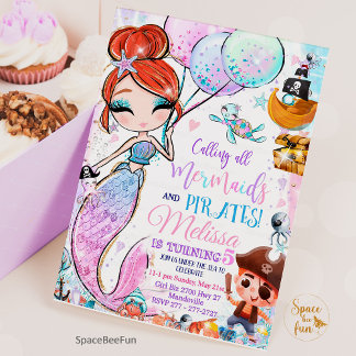 Mermaid Birthday Invitation Mermaid and Pirates