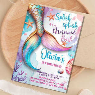 Mermaid Birthday Invitation,Mermaid Bash Invite