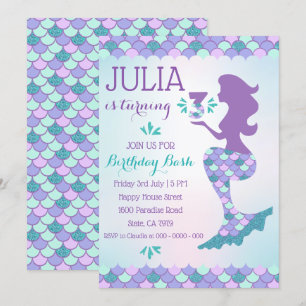 Mermaid Birthday Invitation Mermaid Number 3