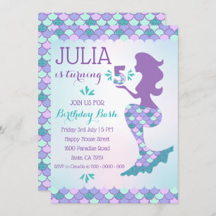 Mermaid Birthday Invitation Mermaid Number 5