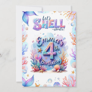 Mermaid Birthday Invitation Personalized Name Age