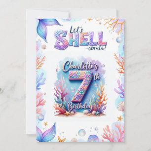 Mermaid Birthday Invitation Personalized  Name Age