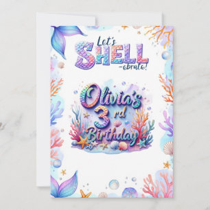 Mermaid Birthday Invitation Personalized  Name Age