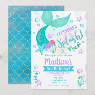 Mermaid Birthday Invitation / Swimming Pool Party