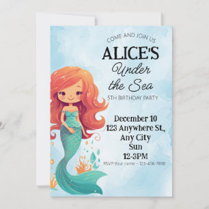 Mermaid Birthday Invitation Under the Sea Card