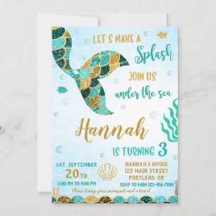 Mermaid birthday invitation Under the sea invite
