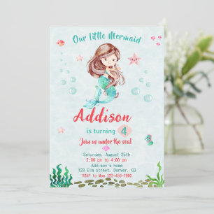Mermaid birthday invitation Under the sea party