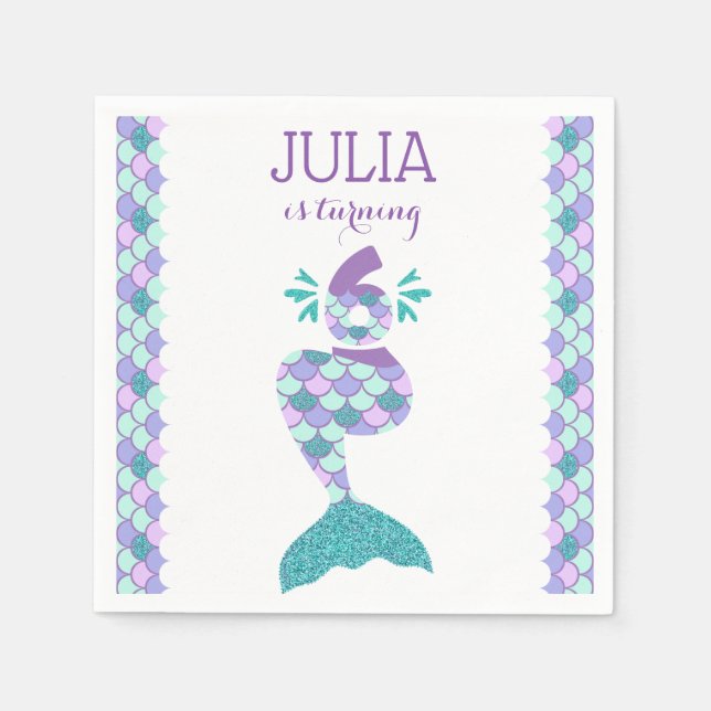 Mermaid Birthday Invitation Under The Sea Party Napkin (Front)