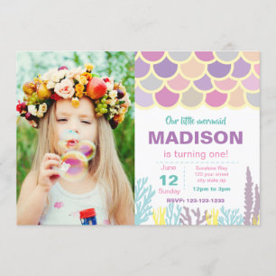 Mermaid Birthday Invitation with Photo