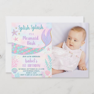 Mermaid Birthday Invitation with photo