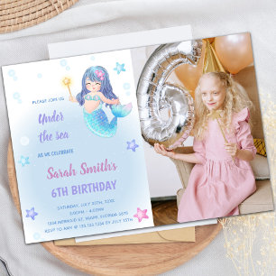 Mermaid Birthday Invitation with Photo
