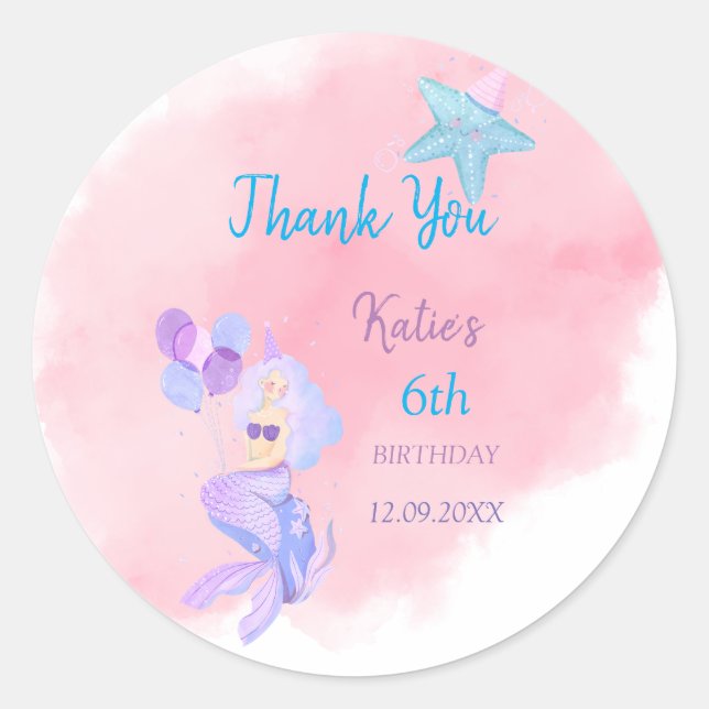 Mermaid Birthday Label (Front)