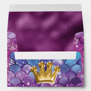 Mermaid Birthday Luxury Personalized Purple pink Envelope