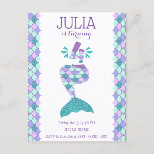 Mermaid Birthday Mermaid Number 4 Invitation Postcard