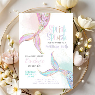 mermaid birthday, mermaid party invite, girls  invitation