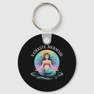 Mermaid Birthday Namaste Yoga Mermaid Squad Keychain