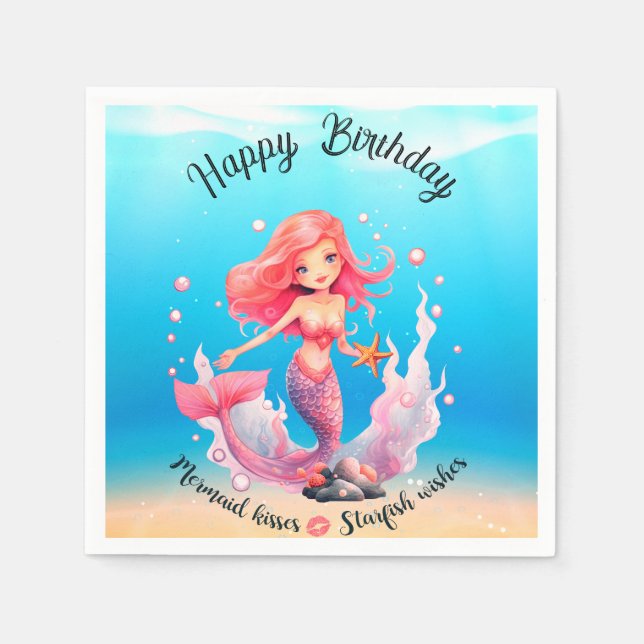 Mermaid Birthday Napkin (Front)