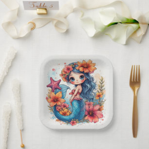 mermaid Birthday or Shower  Paper Plate