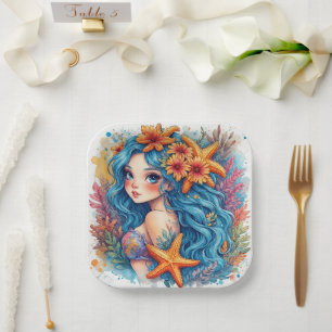 mermaid Birthday or Shower  Paper Plate