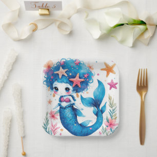 mermaid Birthday or Shower  Paper Plate