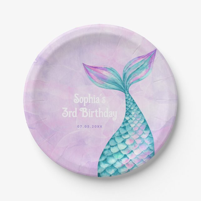 Mermaid Birthday Paper Plate (Front)