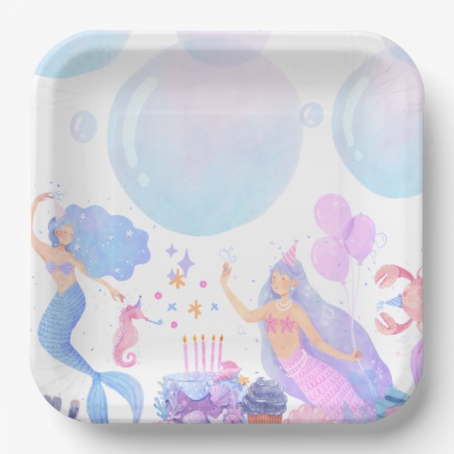 Mermaid Birthday Paper Plate (Front)