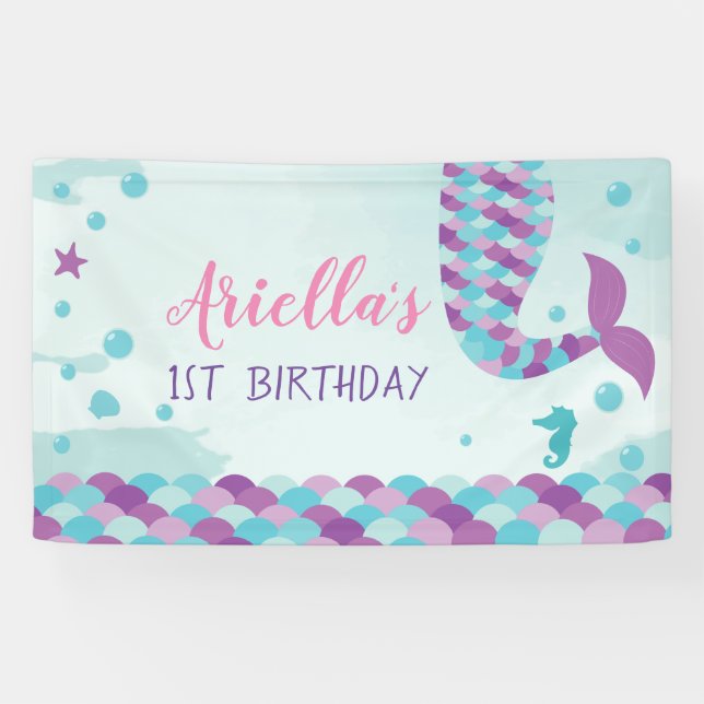 Mermaid Birthday Party Banner (Horizontal)
