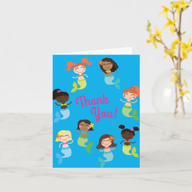 Mermaid Birthday Party Card (Yellow Flower)