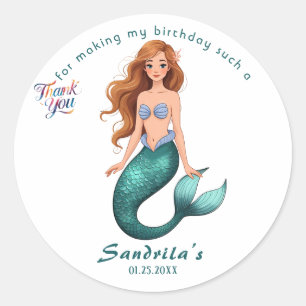 Mermaid Birthday Party der The Sea Mermaid Classic Round Sticker
